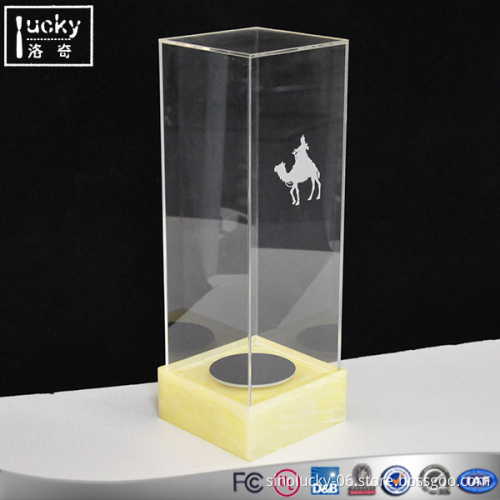 LED Wine Display Racks Aceylic Elegant Chinese Style Bottle Box With Rotating